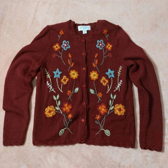Casual Corner Sweaters - CASUAL Corner Annex Floral Embroidered Cardigan